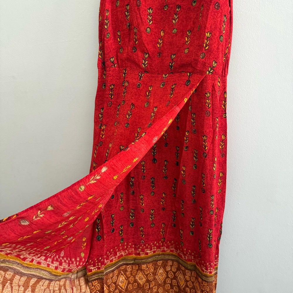 Vintage 90s Red Sleeveless Floral Summer Dress size 8 - Picture 4 of 9